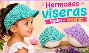 Aprende a tejer hermosa visera para niñas a crochet.