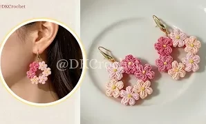 Cómo tejer lindos aretes mini jardín de flores a crochet.