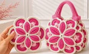 Aprende a tejer hermoso bolso a crochet.
