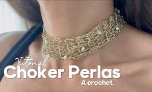 Cómo tejer preciosa gargantilla con perlas a crochet.