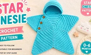 Aprende a tejer saco de dormir para bebé con estampado de estrella.