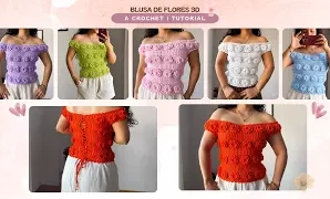 Cómo tejer elegante blusa de flores a crochet.
