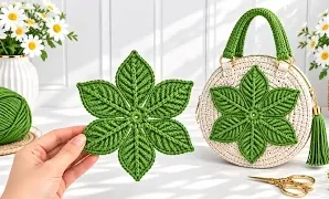 Aprende a tejer preciosa flor de hoja a crochet.