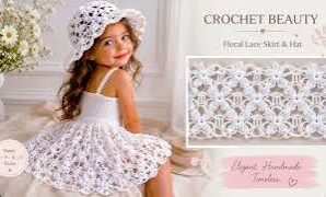 Cómo tejer hermosa falda y sombrero de encaje para niña.