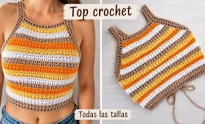 Colo tejer fácil top halter a crochet.