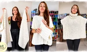 Aprende a tejer precioso poncho cumbre a crochet.